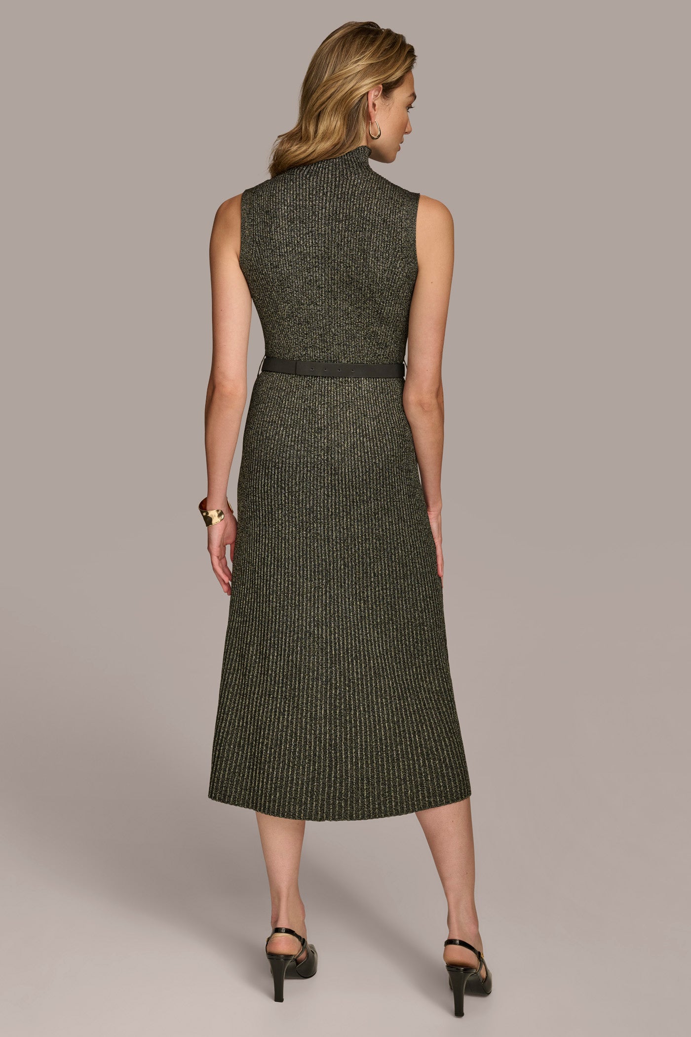 (image for) UNIQUE INFLUENCE MOCK NECK MIDI BELTED MIDI DRESS